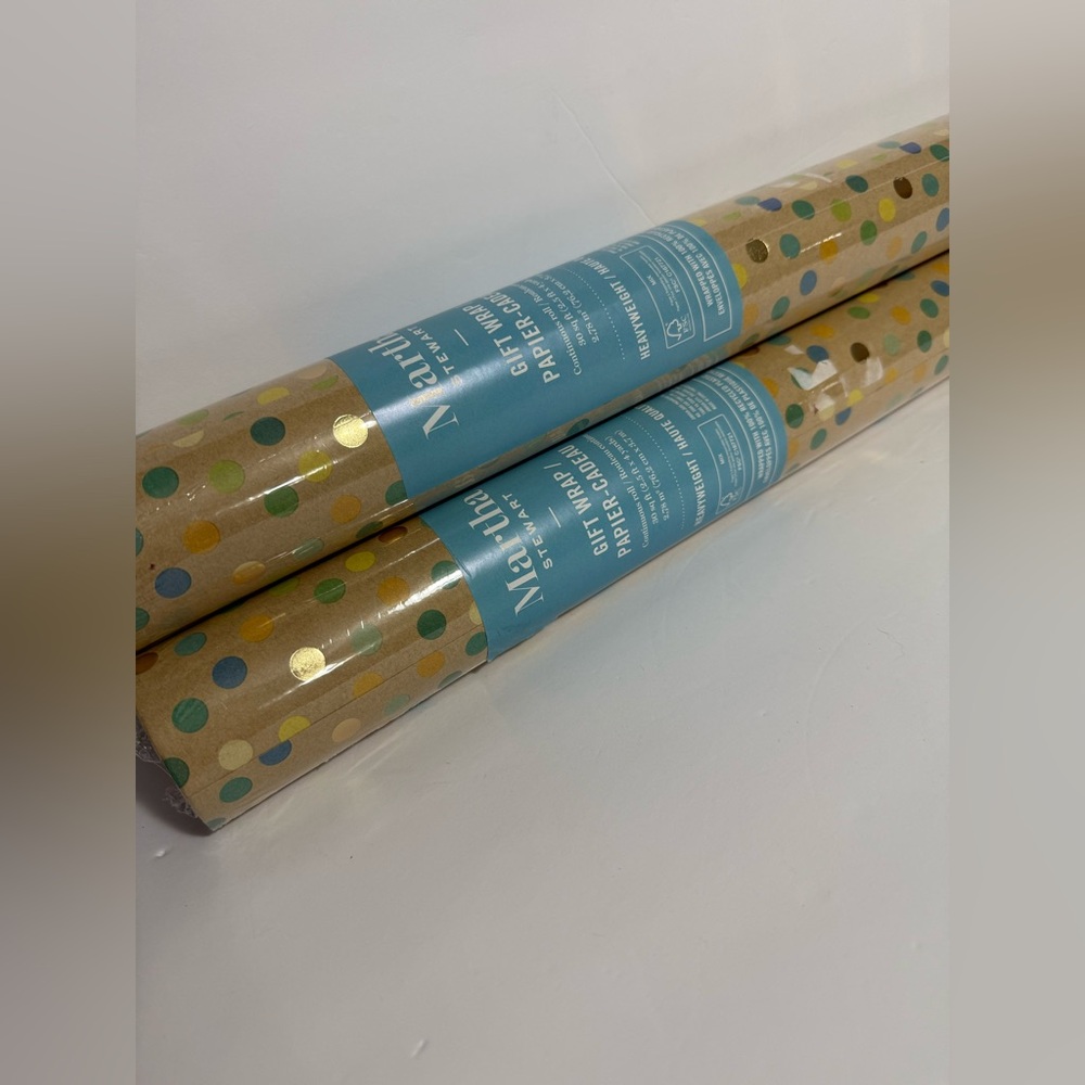 Martha Stewart Heavy Weight Polka Dot Wrapping Paper Roll 30 sq ft Gift Wrap
